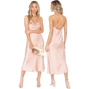 Show Me Your MuMu Verona Cowl Dress Rose Gold Luxe Satin XXL